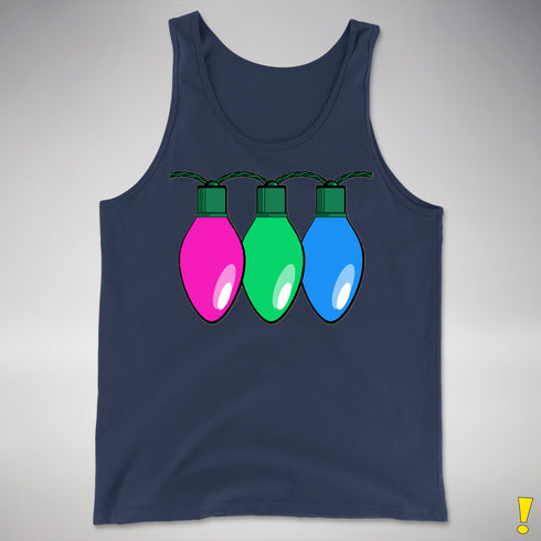 Polysexual Pride Christmas Lights Premium Tank Top - Navy