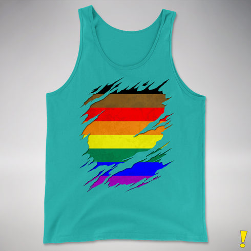 Philly LGBTQ Gay Pride Flag Ripped Reveal Premium Tank Top - Teal
