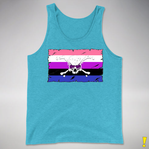 Genderfluid Pride Pirate Flag Premium Tank Top - Aqua Triblend
