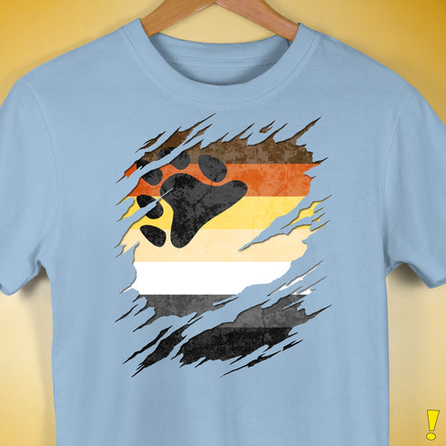 Bear Pride Flag Ripped Reveal Premium Unisex T-Shirt - Baby Blue