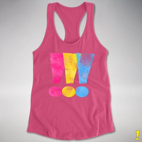 Pansexual Pride Exclamation Points Racerback Tank - Hot Pink