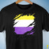 Nonbinary Pride Flag Ripped Reveal Premium Unisex T-Shirt - Black