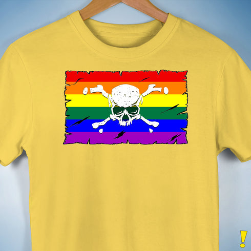 LGBTQ Rainbow Pride Pirate Flag Premium Unisex T-Shirt - Yellow