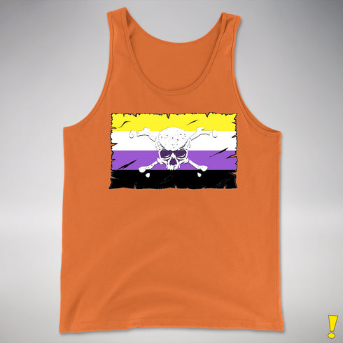 Nonbinary Pride Pirate Flag Premium Tank Top - Orange