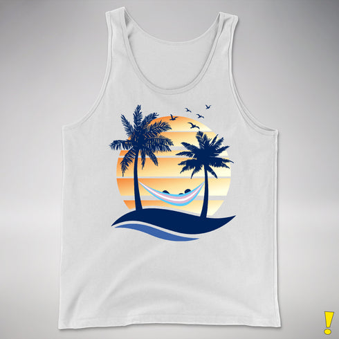 Transgender Pride Hammock Summer Beach Sunset Premium Tank Top - White