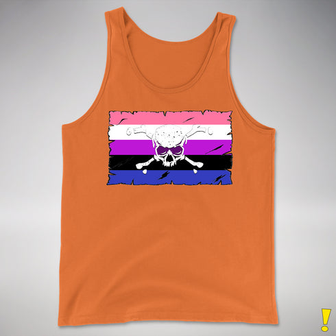 Genderfluid Pride Pirate Flag Premium Tank Top - Orange