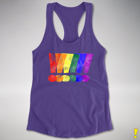 LGBTQ Pride Exclamation Points Racerback Tank - Purple