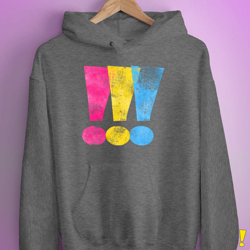 Pansexual Pride Exclamation Points Hoodie - Grey Heather