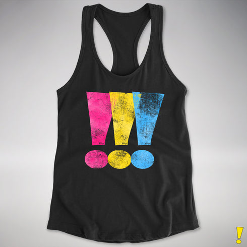 Pansexual Pride Exclamation Points Racerback Tank - Black
