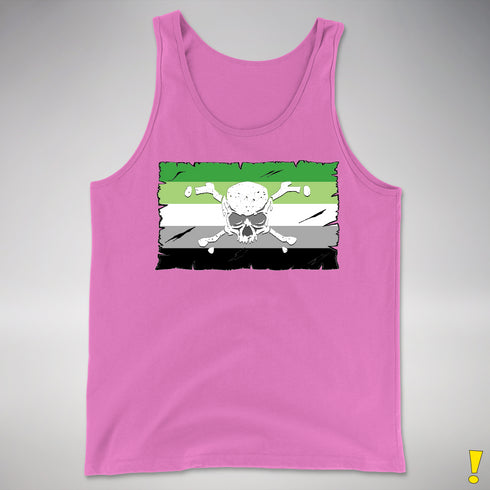 Aromantic Pride Pirate Flag Premium Tank Top - Neon Pink