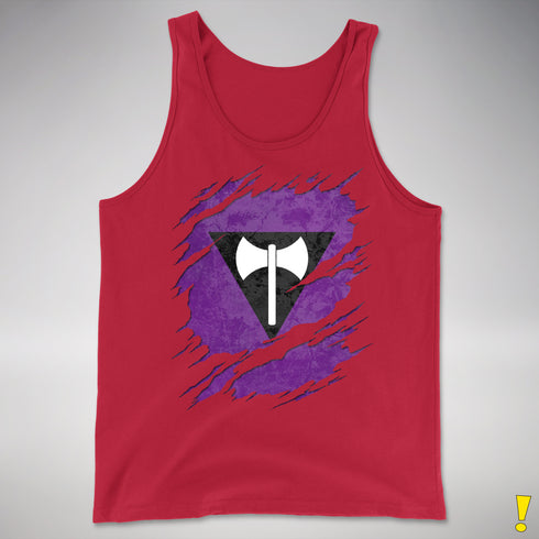 Lesbian Labrys Pride Flag Ripped Reveal Premium Tank Top - Red