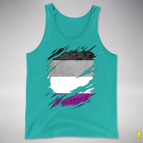 Asexual Pride Flag Ripped Reveal Premium Tank Top - Teal