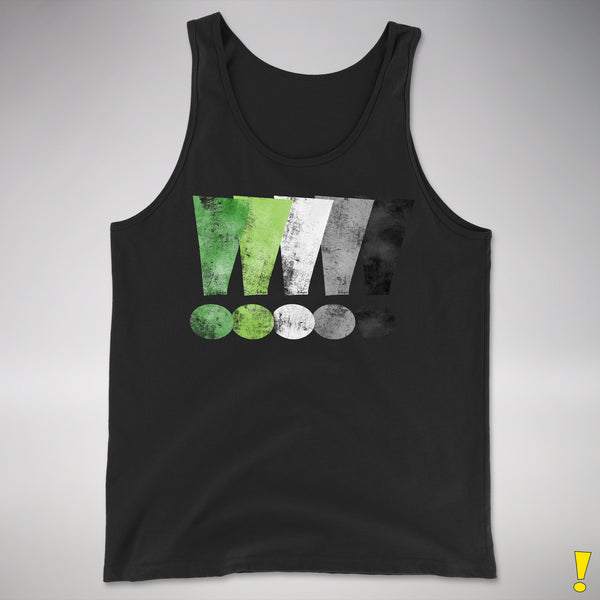 Distressed Aromantic Pride Exclamation Points Premium Tank Top - Black