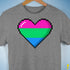 Polysexual Pride 8-Bit Pixel Heart Premium Unisex T-Shirt - Grey Heather