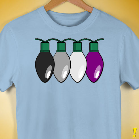 Asexual Pride Christmas Lights Premium Unisex T-Shirt - Baby Blue
