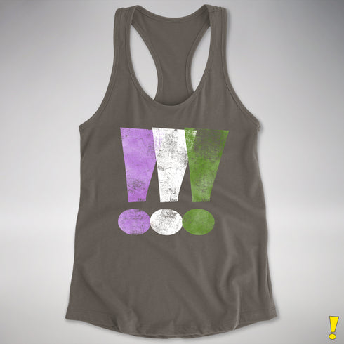 Genderqueer Pride Exclamation Points Women's Racerback Tank - Dark Grey
