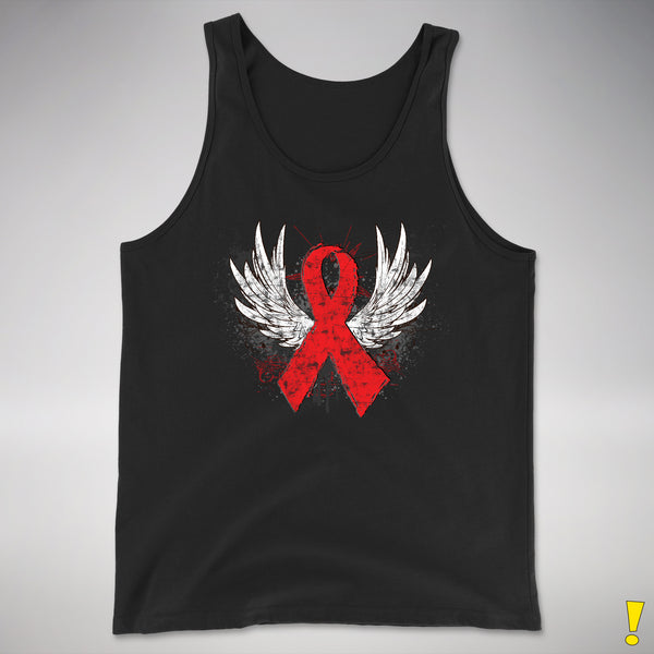 Winged Red Ribbon - World AIDS Day Premium Tank Top - Black