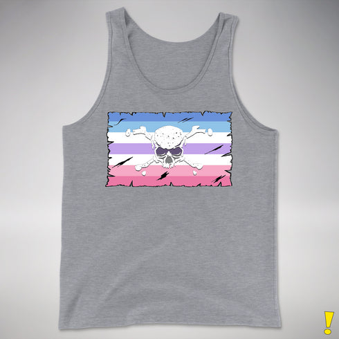 Bigender Pride Pirate Flag Premium Tank Top - Grey Heather