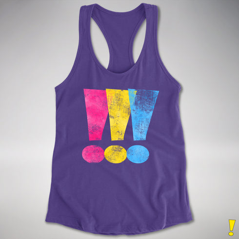 Pansexual Pride Exclamation Points Racerback Tank - Purple