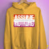 Assume Nothing Lesbian Pride Flag Hoodie - Mustard