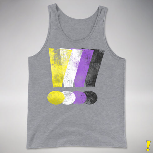 Nonbinary Pride Grunge Exclamation Points Premium Tank Top - Grey Heather