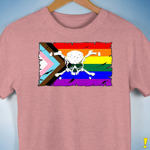 LGBTQ Progress Pride Pirate Flag Premium Unisex T-Shirt - Mauve Heather