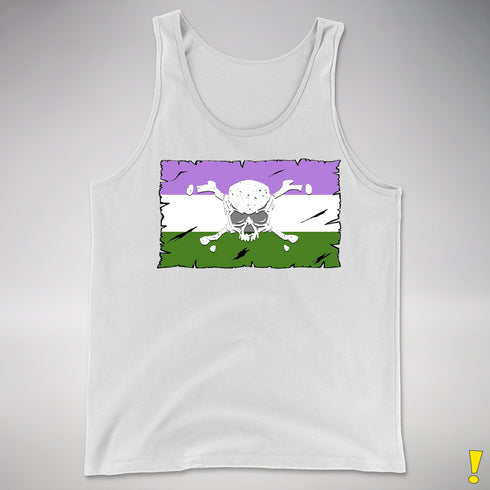 Genderqueer Pride Pirate Flag Premium Tank Top - White