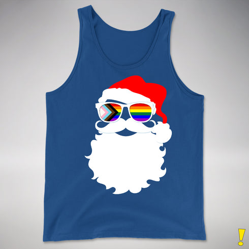 Santa’s LGBTQ Progress Pride Flag Shades Premium Tank Top - Royal Blue