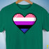 Genderfluid Pride 8-Bit Pixel Heart Premium Unisex T-Shirt - Kelly Green
