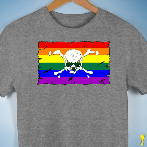 LGBTQ Rainbow Pride Pirate Flag Premium Unisex T-Shirt - Grey Heather