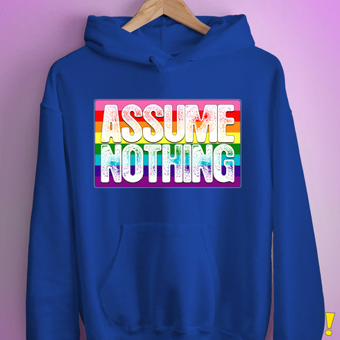 Assume Nothing Gilbert Baker Original LGBTQ Gay Pride Flag Hoodie - Royal Blue