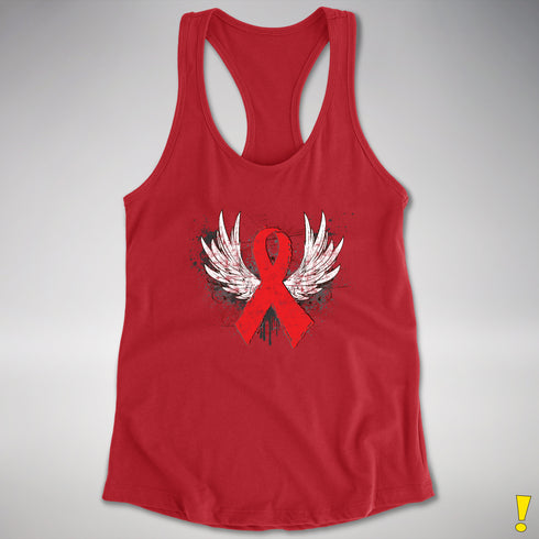Winged Red Ribbon - World AIDS Day Racerback Tank - Red