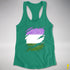 Genderqueer Pride Flag Ripped Reveal Racerback Tank - Kelly Green