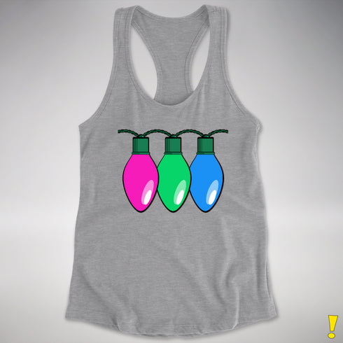 Polysexual Pride Christmas Lights Racerback Tank - Heather Grey