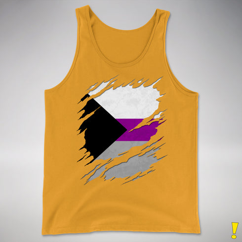 Demisexual Pride Flag Ripped Reveal Premium Tank Top - Gold
