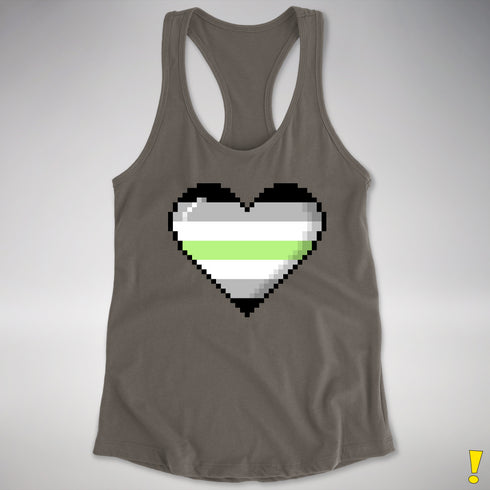 Agender Pride 8-Bit Pixel Heart Racerback Tank - Dark Grey