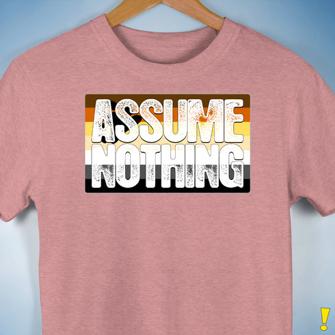 Assume Nothing Bear Pride Flag Premium Unisex T-Shirt - Mauve Heather