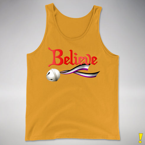 Believe Asexual Pride Jingle Bell Premium Tank Top - Gold
