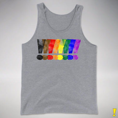 Distressed Philly LGBTQ Pride Whee! Exclamation Points Premium Tank - Grey Heather