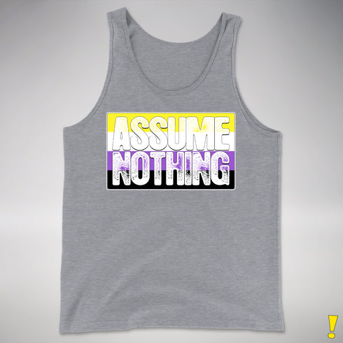 Assume Nothing Nonbinary Pride Flag Premium Tank Top - Grey Heather