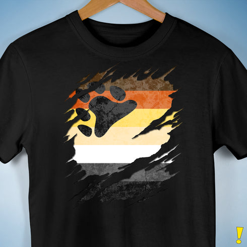 Bear Pride Flag Ripped Reveal Premium Unisex T-Shirt - Black