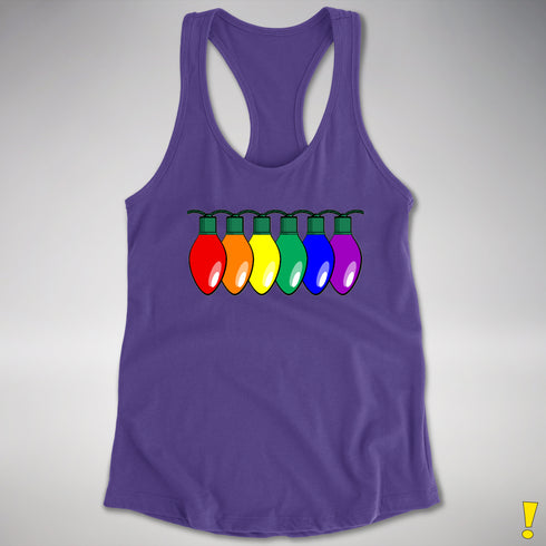 LGBTQ Pride Christmas Lights Racerback Tank - Purple