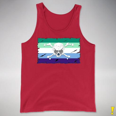 Gay Male Pride Pirate Flag Premium Tank Top - Red