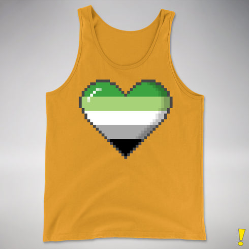 Aromantic Pride 8-Bit Pixel Heart Premium Tank Top - Gold