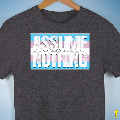 Assume Nothing Transgender Pride Flag Premium Unisex T-Shirt - Dark Grey Heather