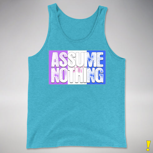 Assume Nothing Drag Pride Flag Premium Tank Top - Aqua Triblend