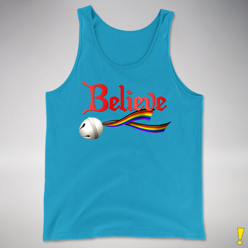 Believe Philly LGBTQ Pride Jingle Bell Premium Tank Top - Neon Blue