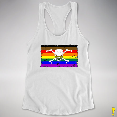 Philly LGBTQ Pride Pirate Flag Racerback Tank - White