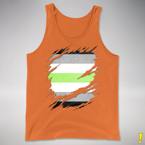Agender Pride Flag Ripped Reveal Premium Tank Top - Orange