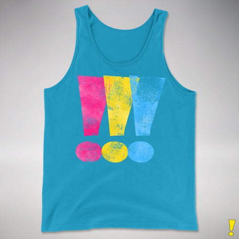 Pansexual Pride Exclamation Points Premium Tank Top - Neon Blue
